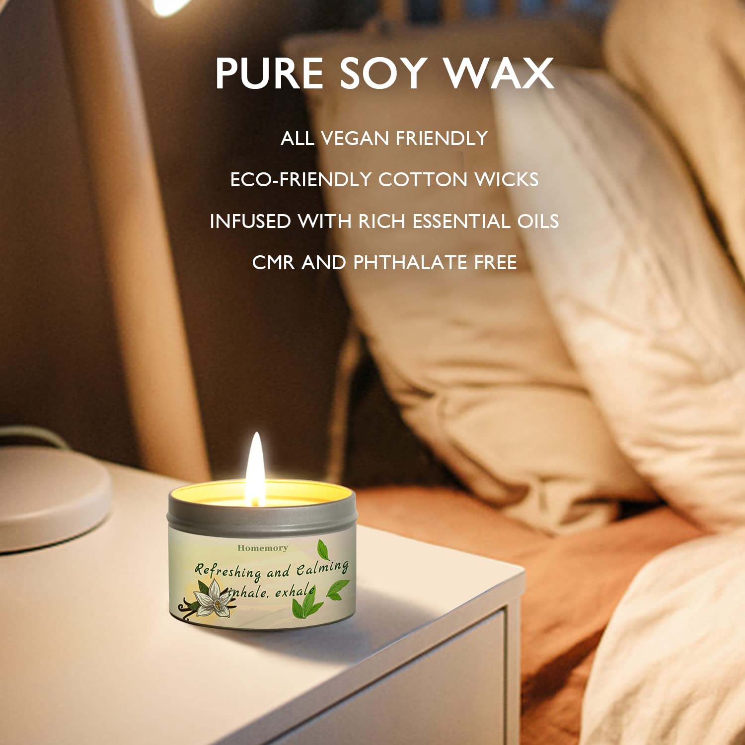 Homemory Peppermint & Vanilla Candle container, sleek design complements spaces