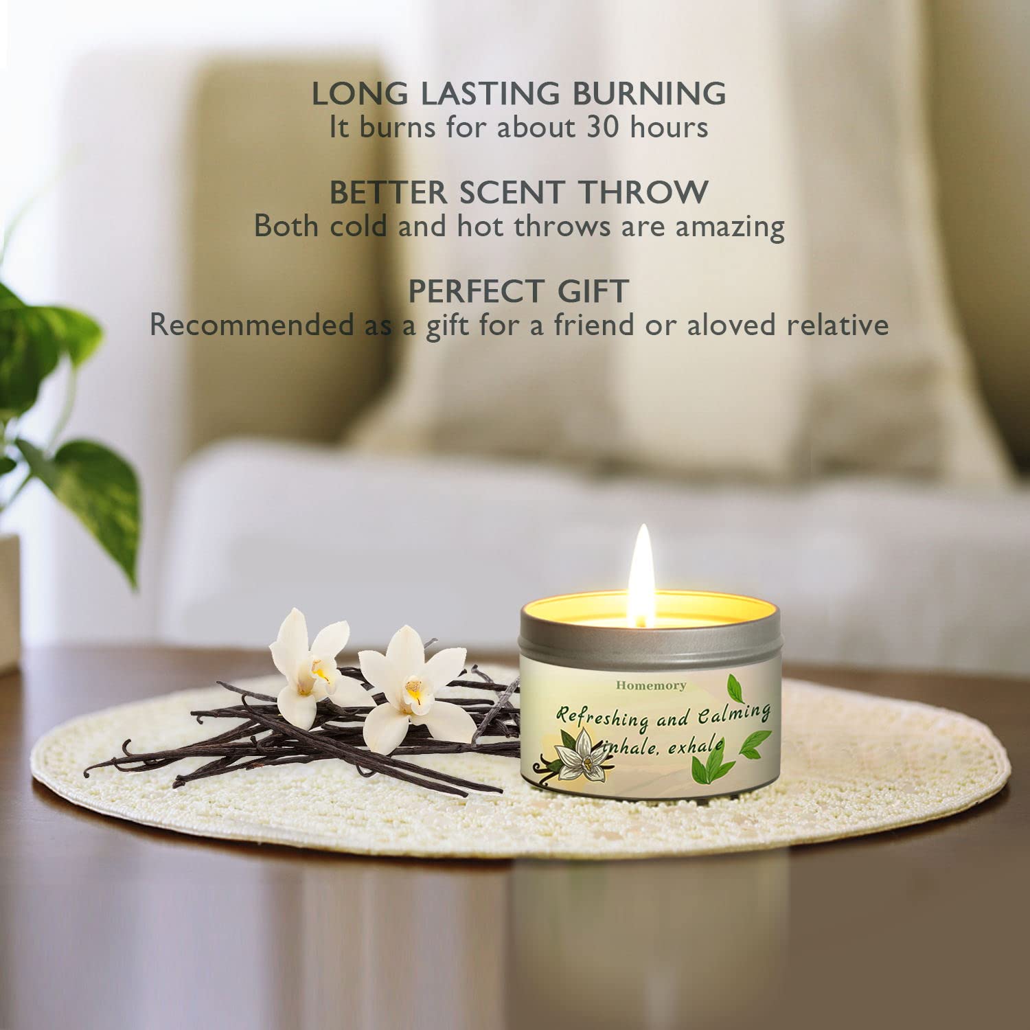 Homemory Peppermint & Vanilla Candle Pack, gift-ready packaging with decor-friendly design