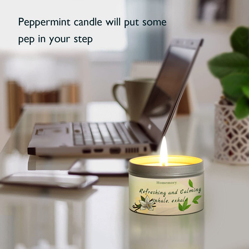 Homemory Peppermint & Vanilla Wax Closeup, natural soy blend with clean burn