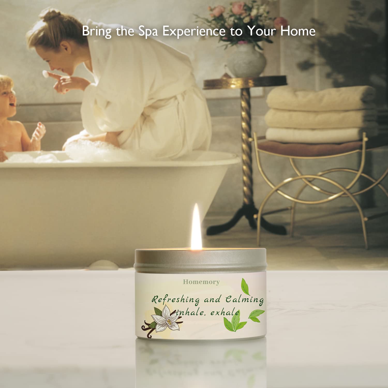 Homemory Peppermint & Vanilla Candle Wick Closeup, lead-free wick for steady burn