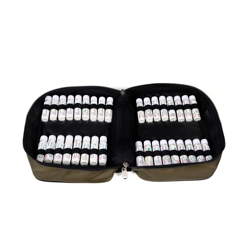 Front view of Homeopathy Pregnancy and Birth Care Kit in zip case