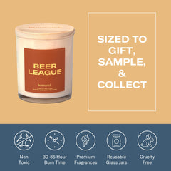 Homesick brand candle showcasing cruelty-free and non-toxic notes