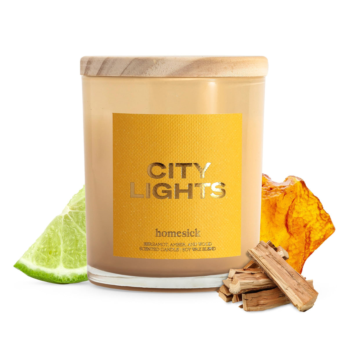 Homesick City Lights 7.5 oz soy candle jar – front view