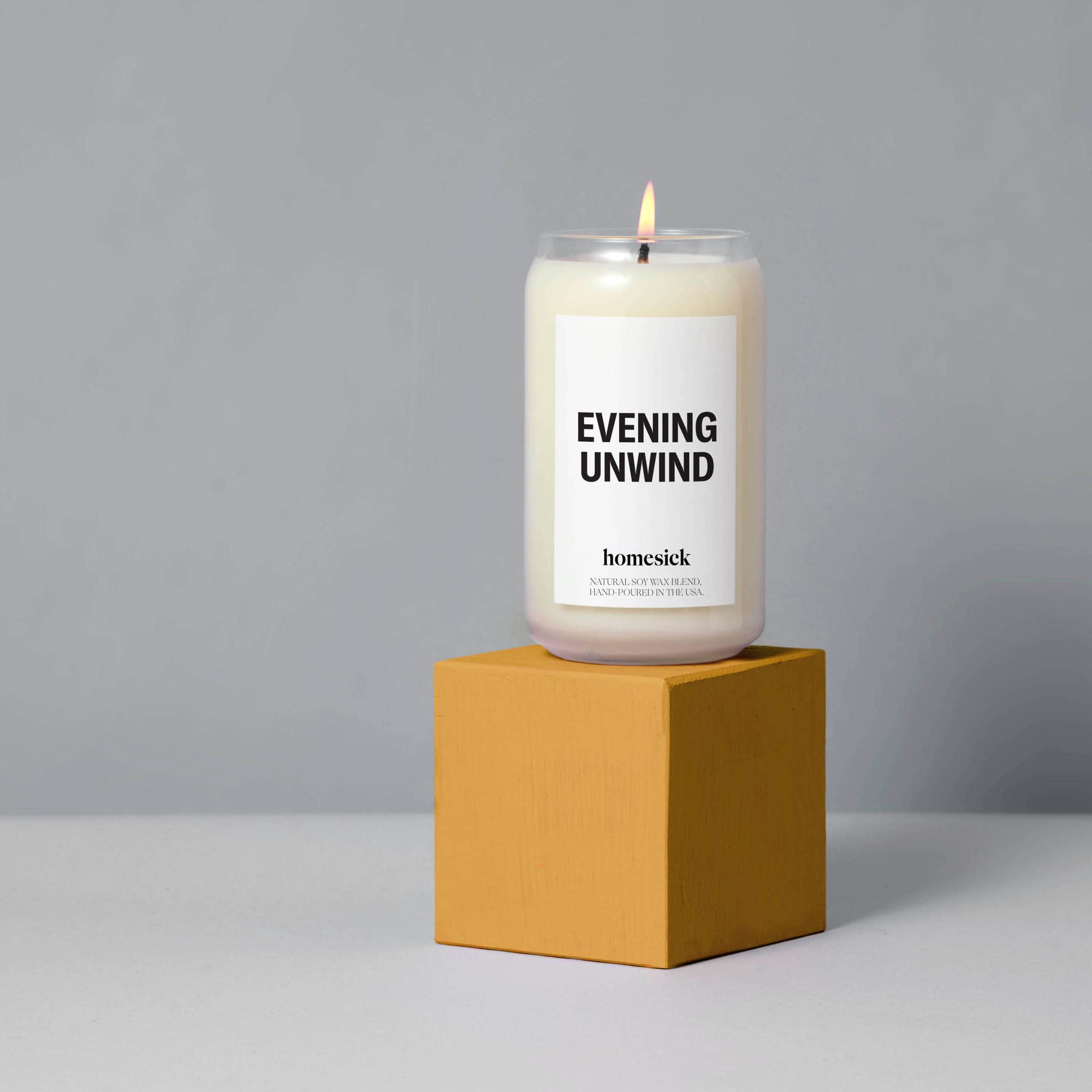 Close-up of the Evening Unwind candle wick
