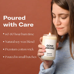 Gift-ready Homesick Gone Hiking candle packaging