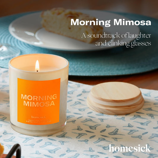 Close-up of Morning Mimosa candle wax and natural cotton wick