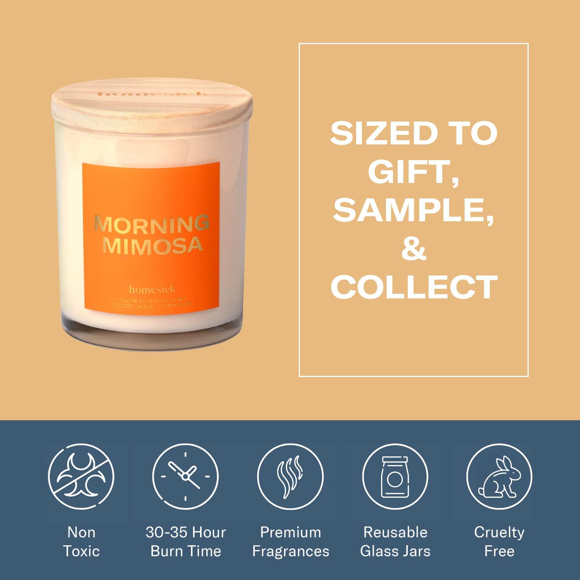 Candle packaging and gift-ready box for Morning Mimosa