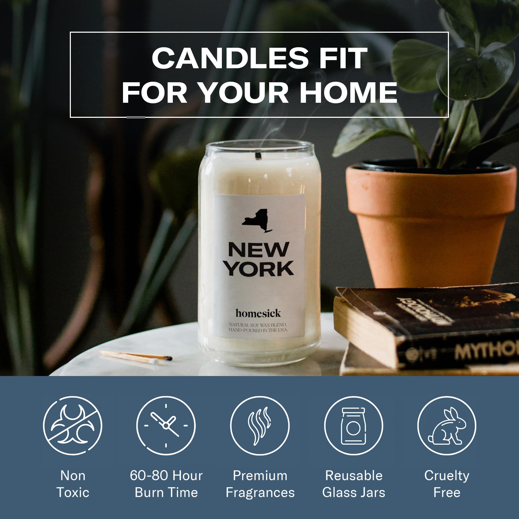 Cruelty-free, non-toxic Homesick New York candle (no lead or phthalates)