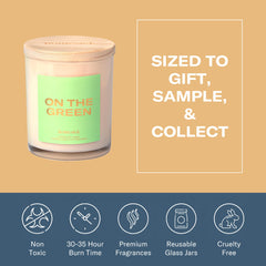 Homesick On The Green candle packaging and gift box