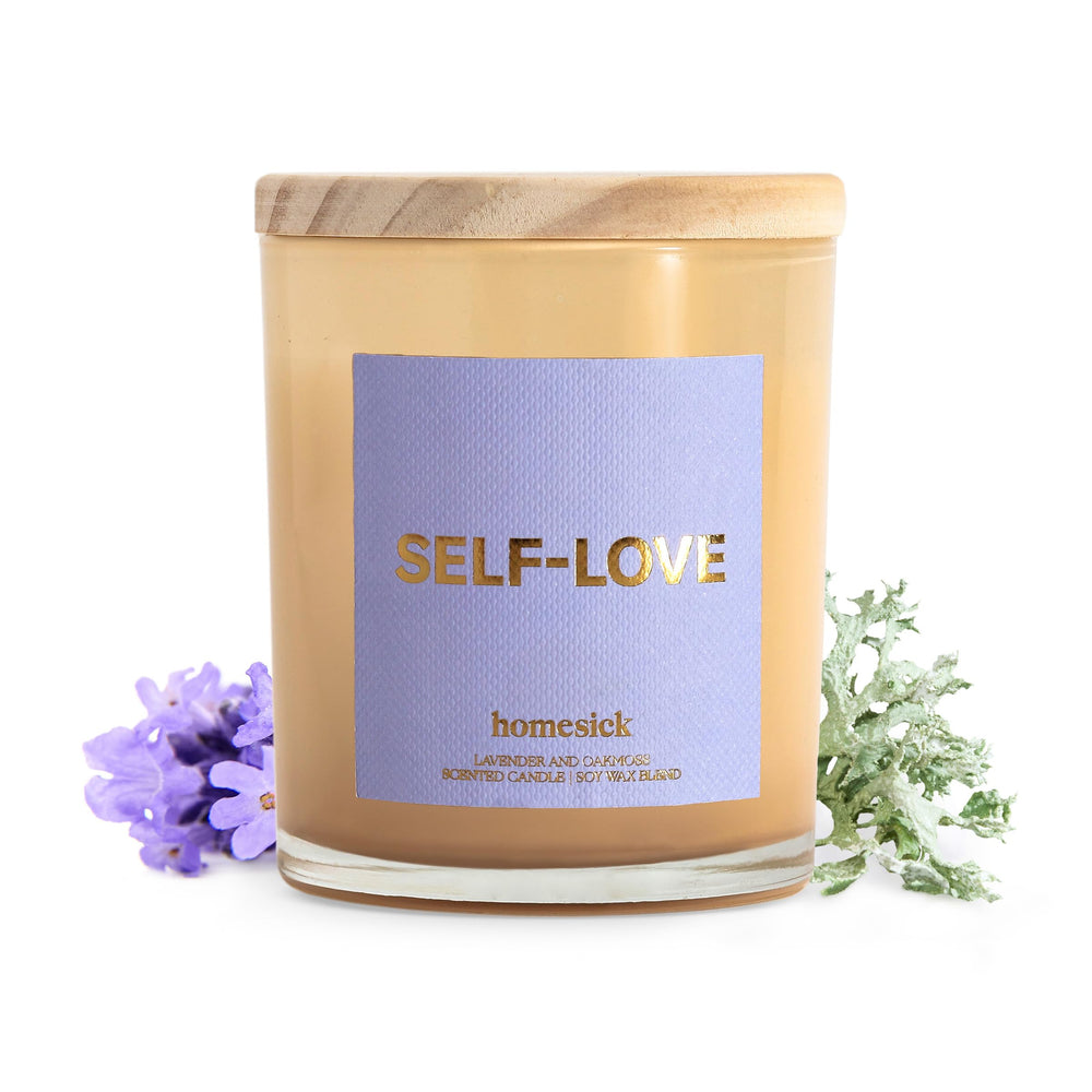 Front view of Homesick Self Love Starter Candle 7.5 oz jar