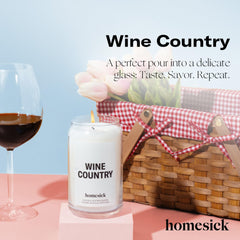 Close-up of vineyard-inspired notes with grapevines and fig on label
