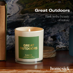 Close-up of natural cotton wick and soy wax in Homesick candle