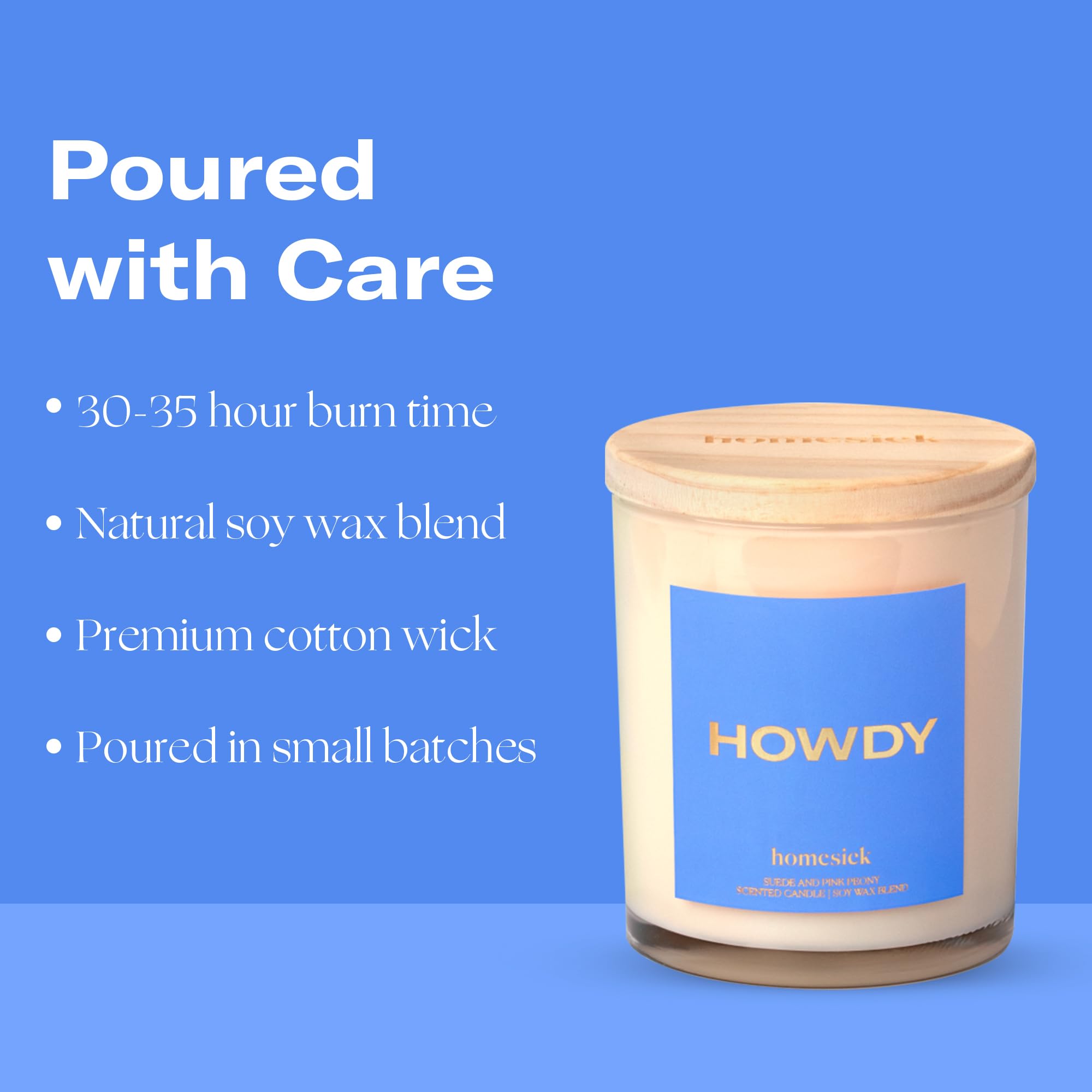 Lifestyle shot of Homesick Howdy candle in a cozy home setting