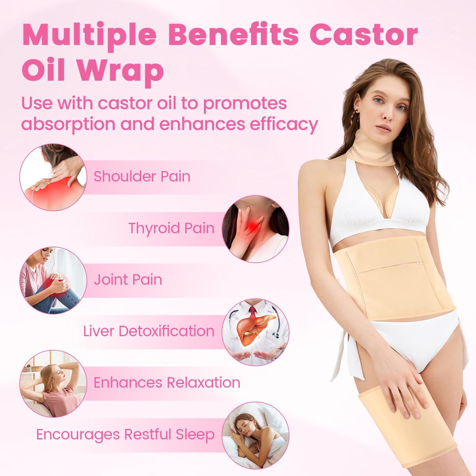 HOMHOW Castor Oil Pack Wrap for Legs or Arms