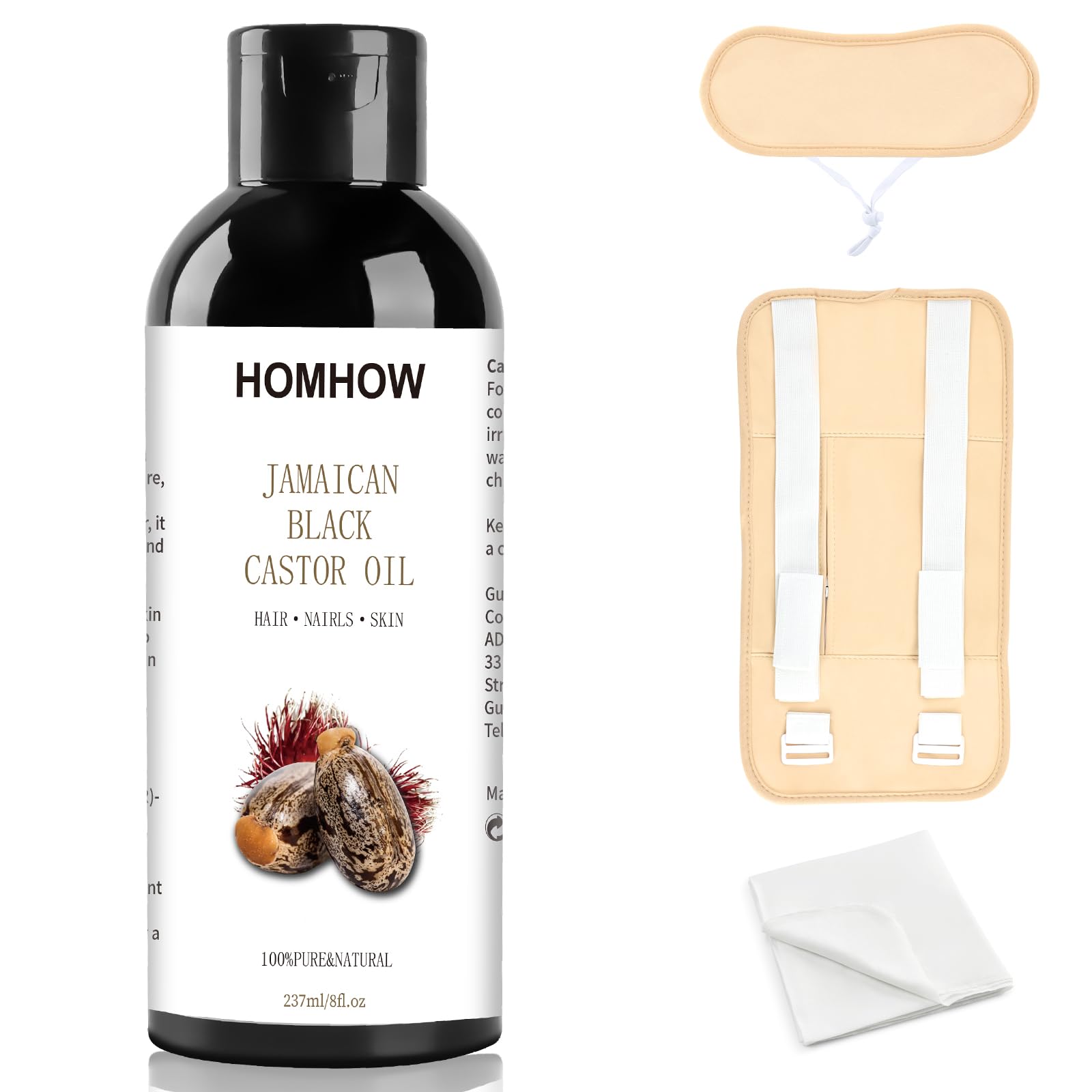 HOMHOW castor oil pack wrap on neck with adjustable Velcro