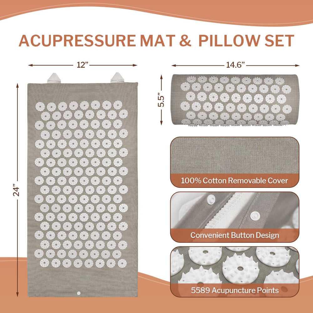 Full view of mat and pillow on a neutral surface
