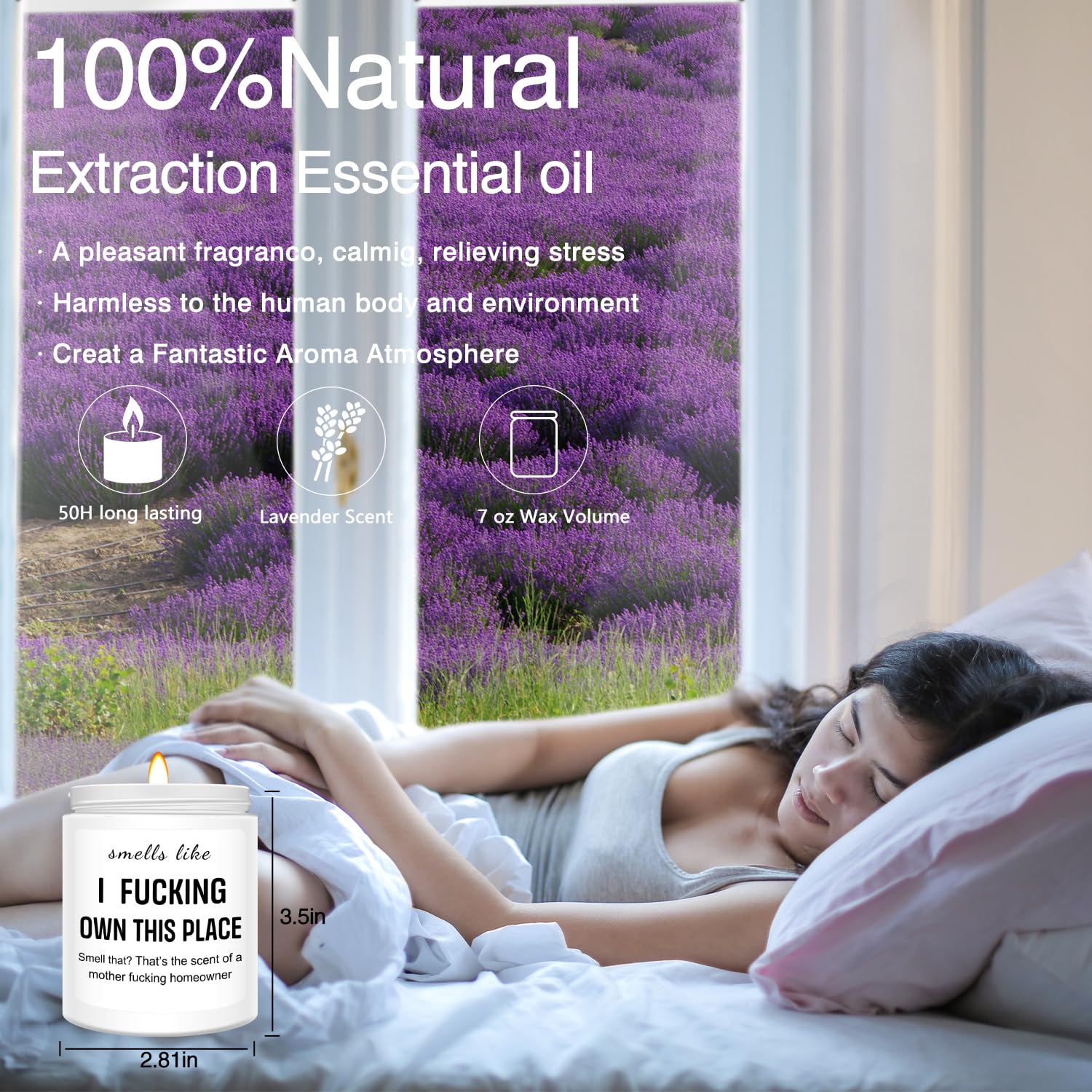 Lavender scented candle for home decor and calm atmosphere