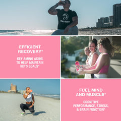 Lifestyle shot of hydration with Honey Badger BCAA + EAA Pink Lemonade