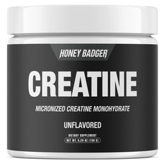 Honey Badger Creatine Monohydrate Powder bottle – front view