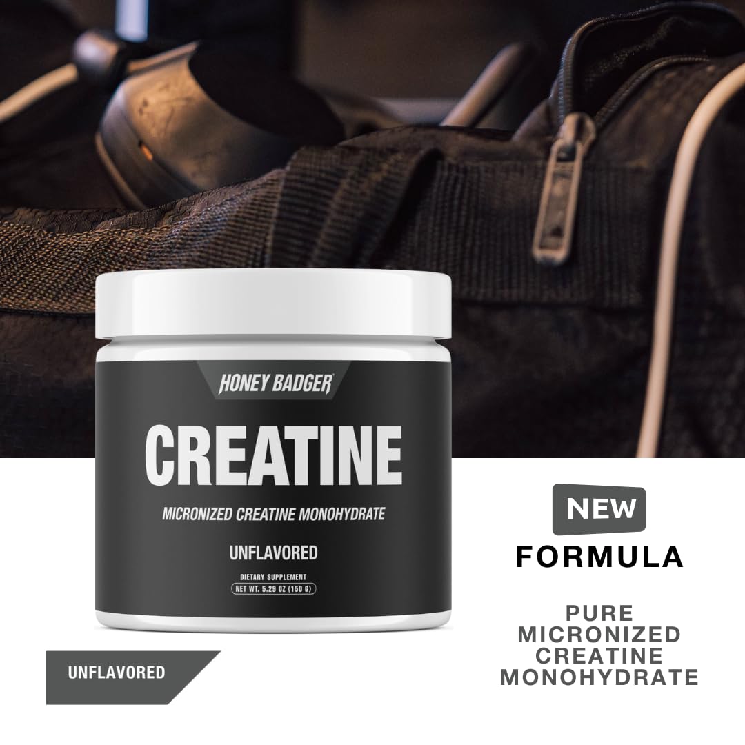 Unflavored creatine monohydrate powder with scoop