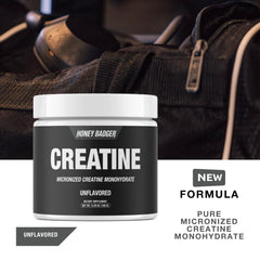 Unflavored creatine monohydrate powder with scoop
