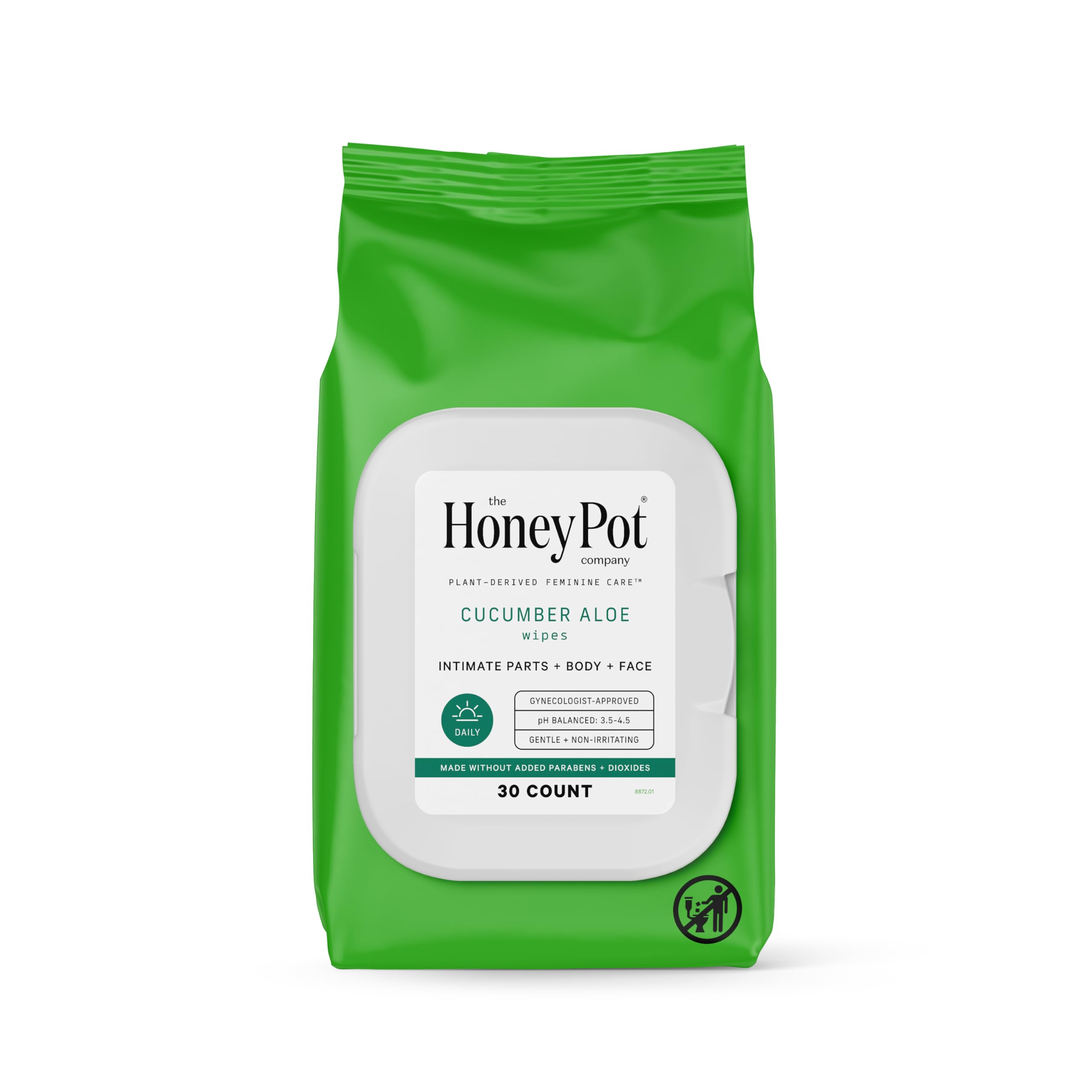 The Honey Pot feminine wipes pack offers daily freshness and pH balancing.