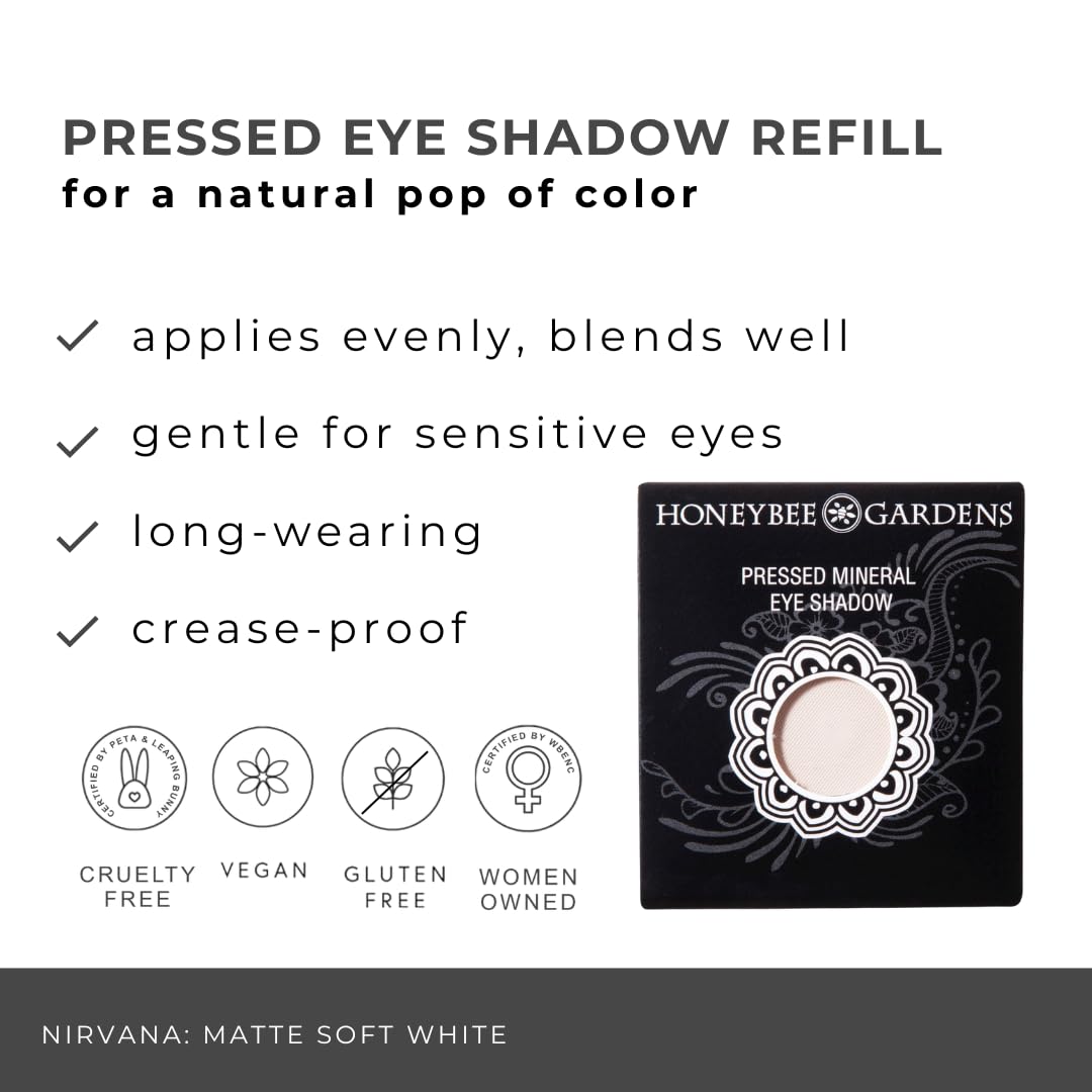 Honeybee Gardens Nirvana matte white swatch on lid brightens eyes with smooth blending.