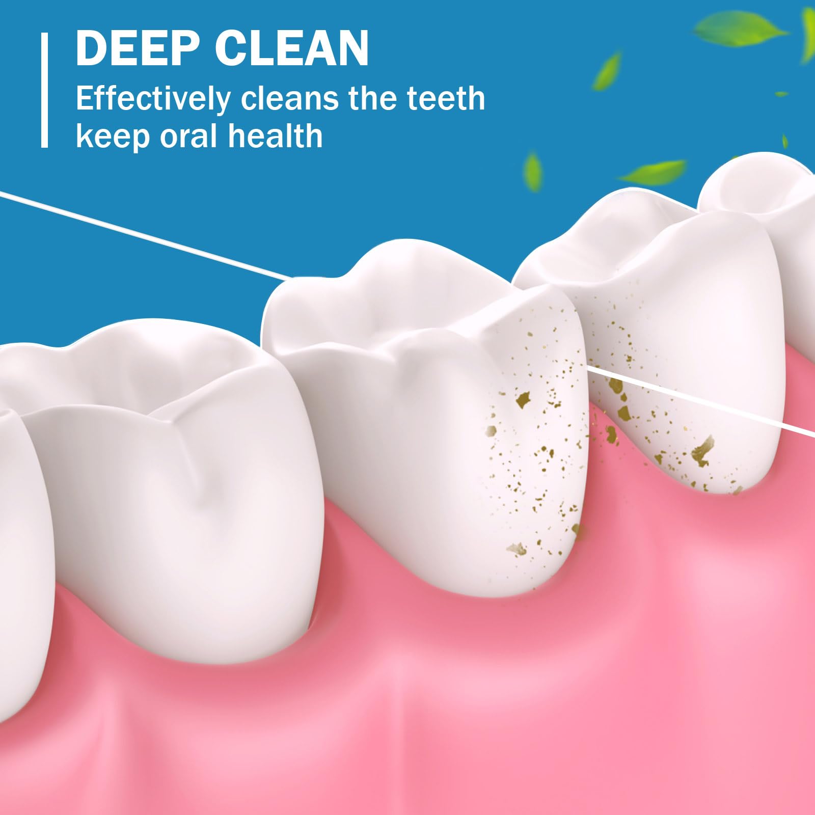 Wax-coated floss with smooth glide close-up