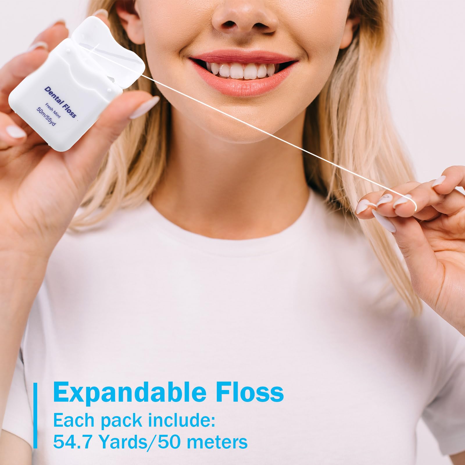 Compact travel-sized dental floss bulk packaging