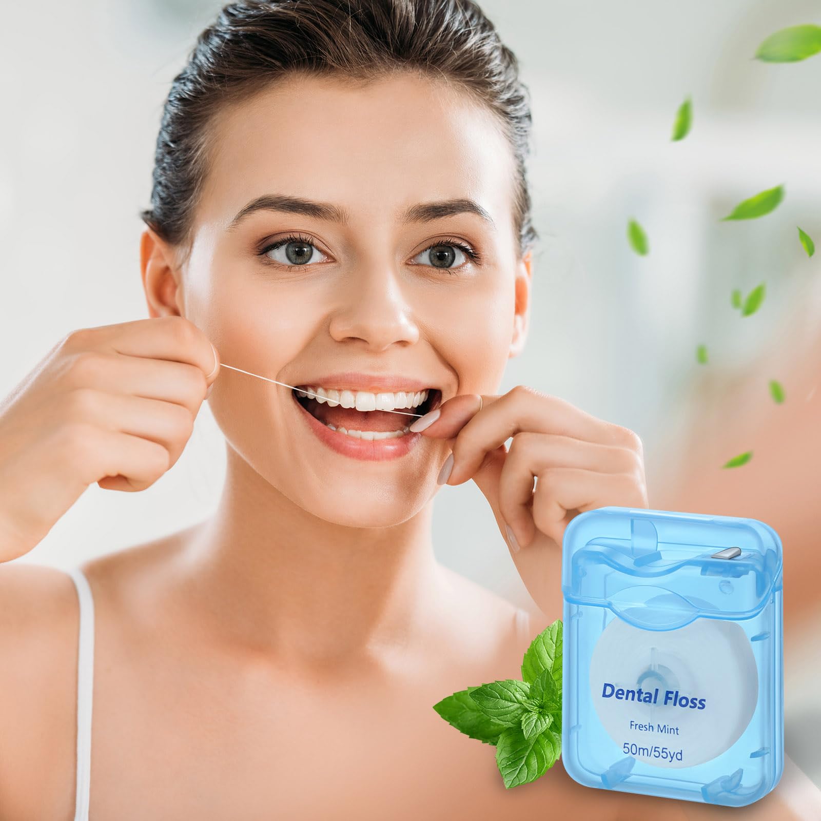 Travel-friendly mint dental floss for teeth and gums