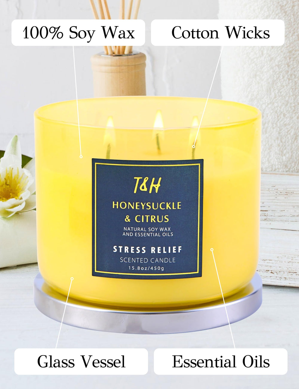 Soft yellow glass jar displayed for decor