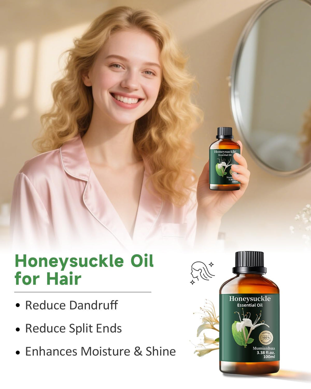 Honeysuckle essential oil used for hair care