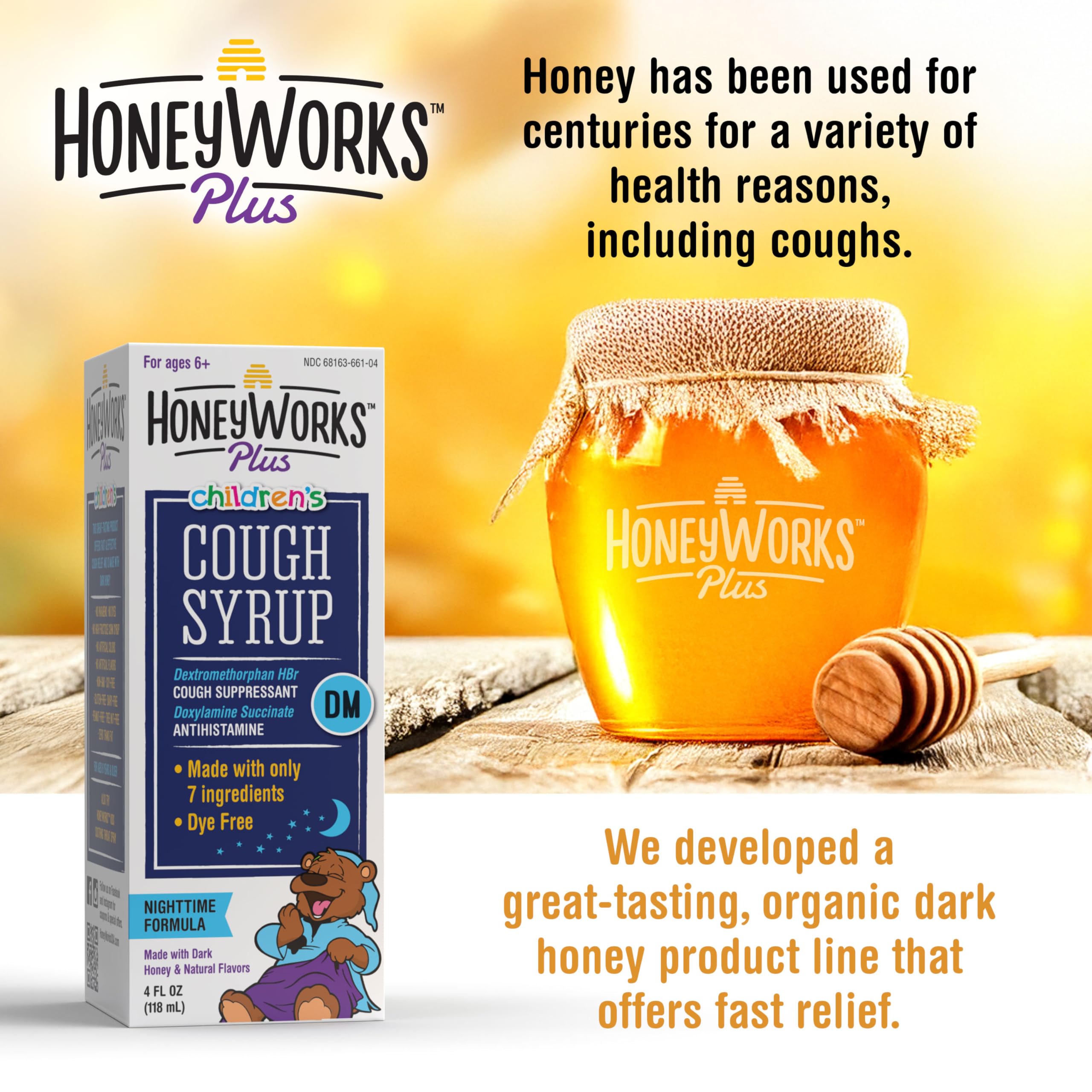 Kid-friendly taste and easy dosing with HoneyWorks syrup