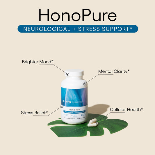 Close-up of HonoPure bottle showing label