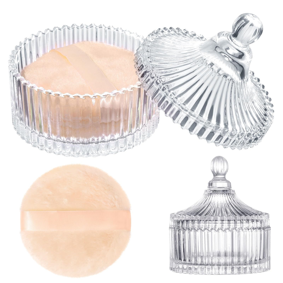 HONSIO large body powder puff with crystal case for even full-body dusting