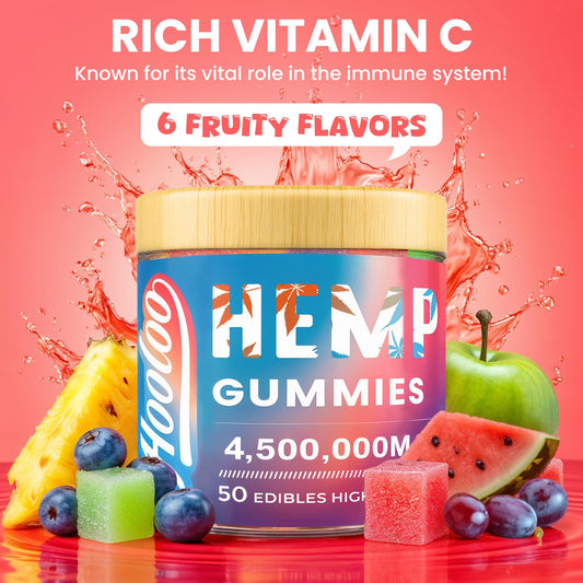 Six fruity flavors of HOOLOO hemp gummies