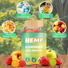 Green Apple flavored HOOLOO hemp gummies close-up