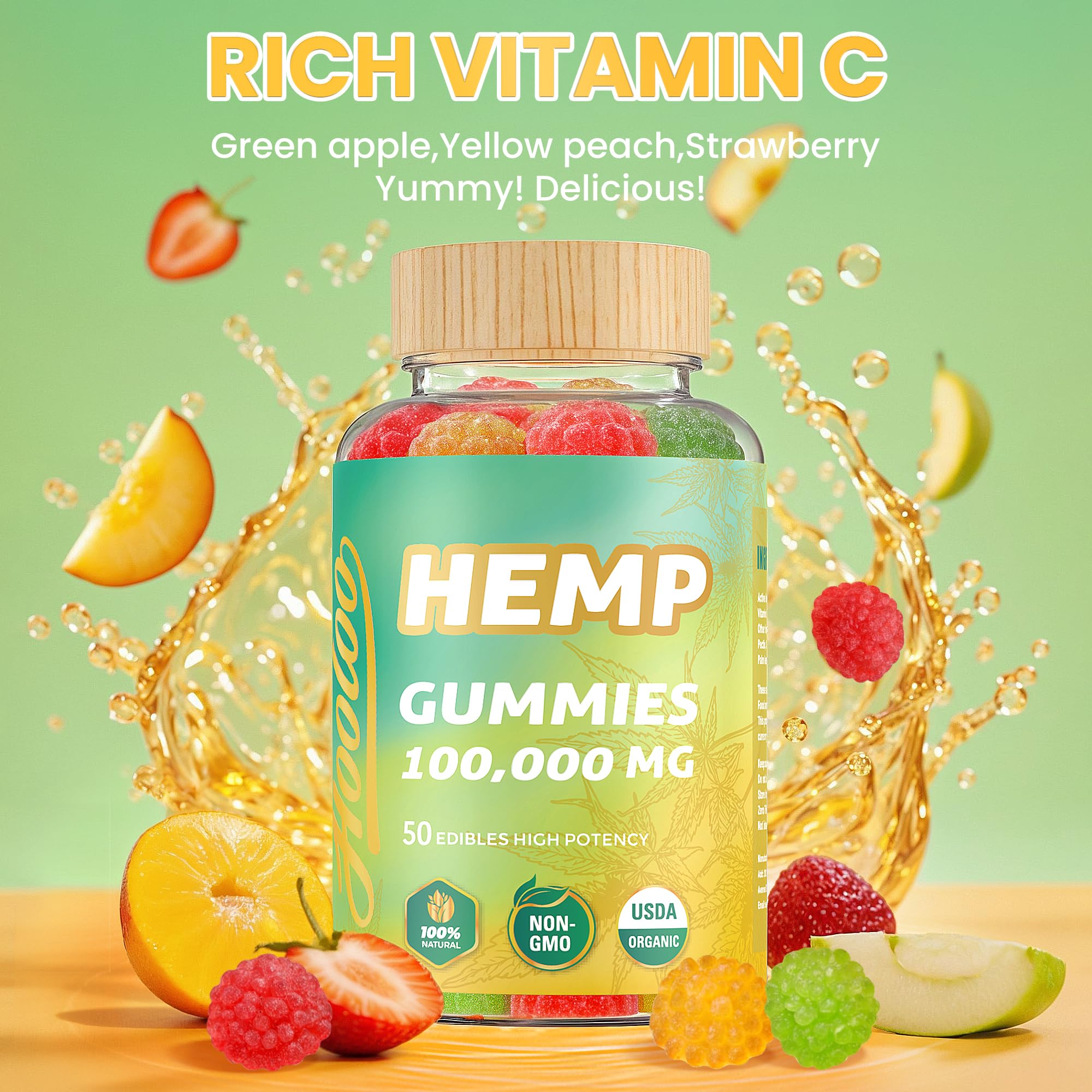 Strawberry flavored HOOLOO hemp gummies close-up