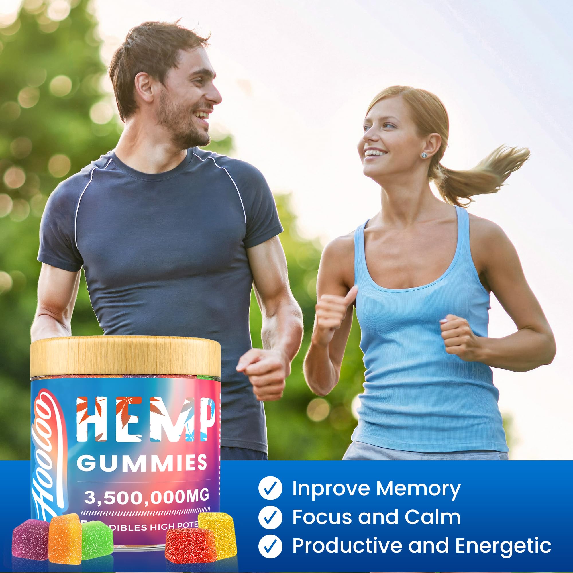 HOOLOO hemp gummies in a sleep-promoting bedtime setting