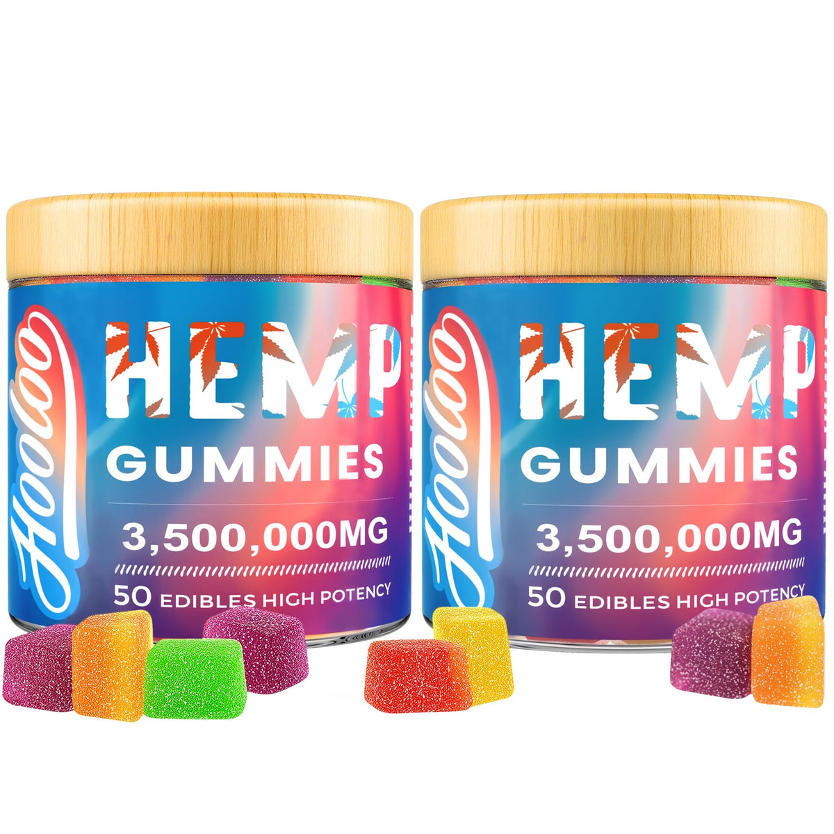 HOOLOO Hemp Gummies Big Cubes packaging and pouch