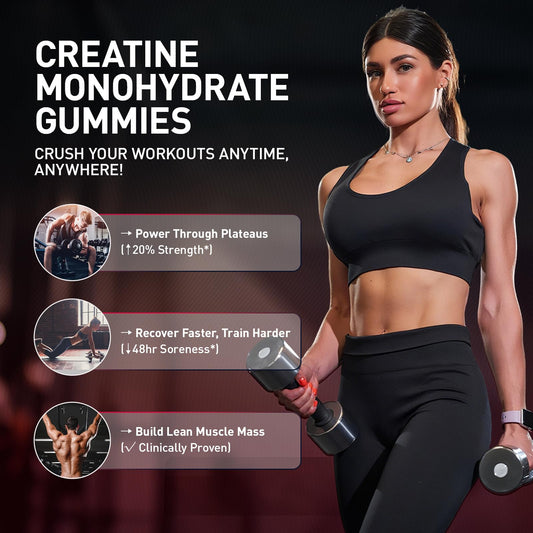 Hoozzch Creatine Gummies serving size label indicating 30 servings