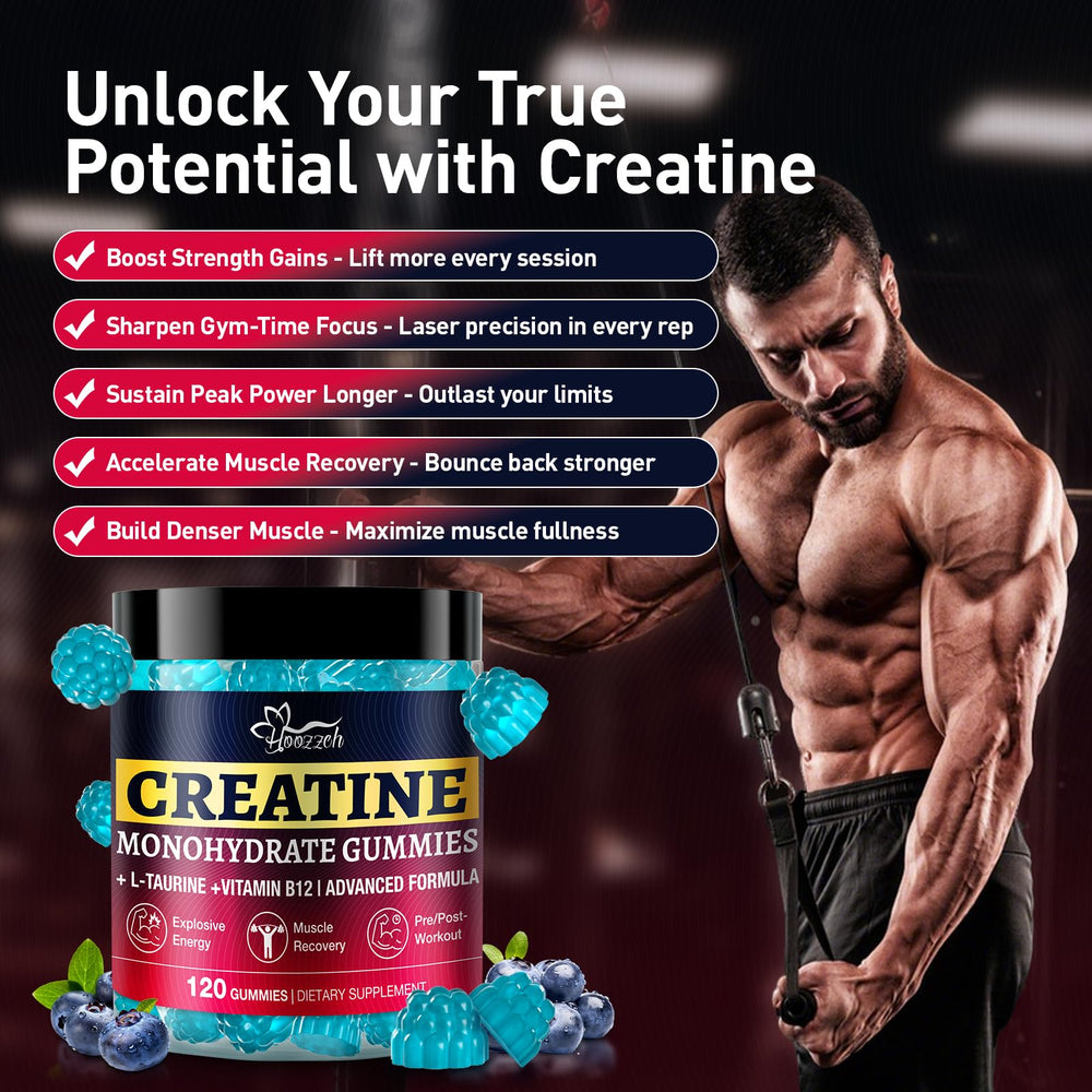Hoozzch Creatine Gummies bottle with 120 gummies