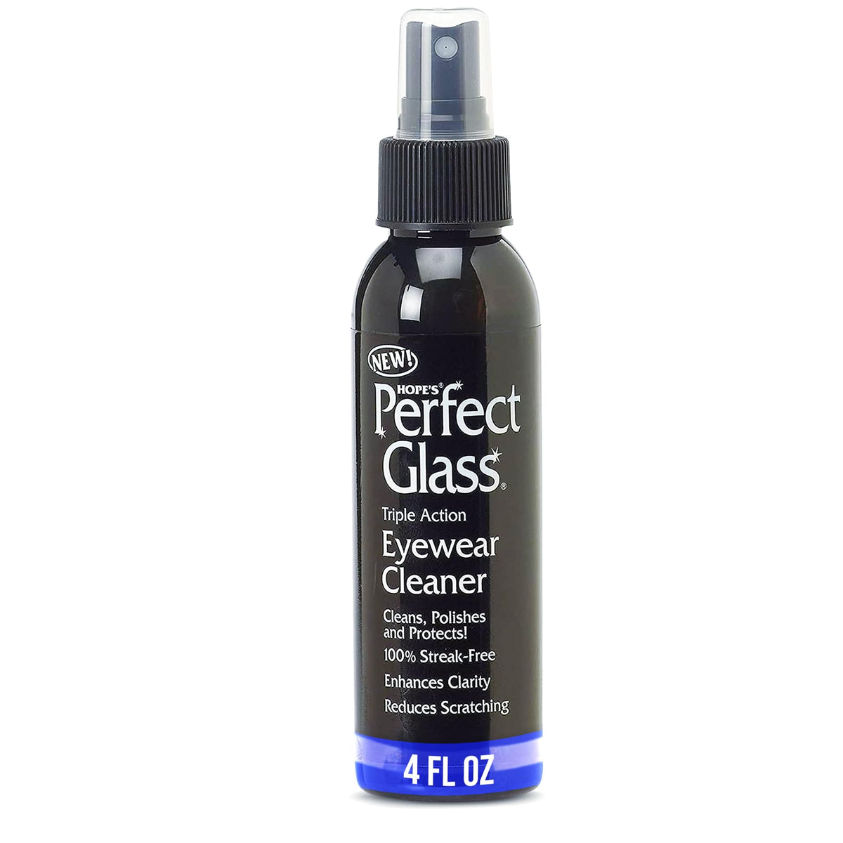 Front view of HOPE'S Perfect Glass Eyewear Cleaner 4oz bottle