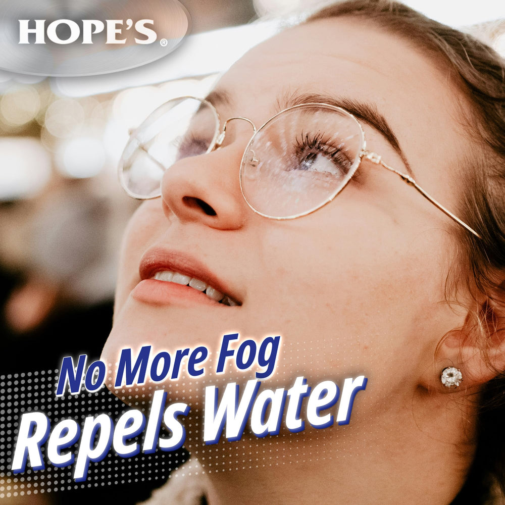 Back label of HOPE'S Perfect Glass Eyewear Cleaner 4oz bottle