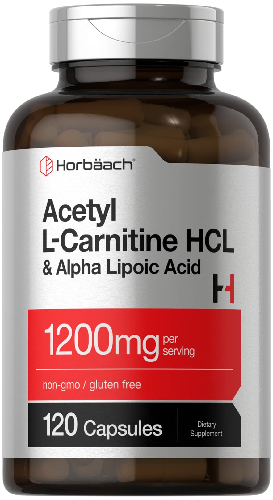 Horbäach Acetyl L-Carnitine HCL & Alpha Lipoic Acid bottle label