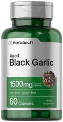 Front view of Horbäach Aged Garlic Extract Capsules 1500mg 60-count bottle