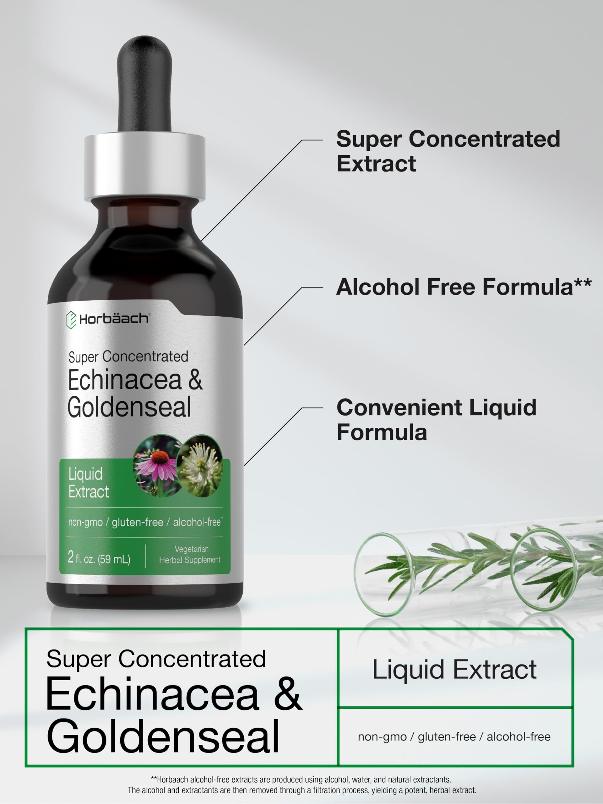 Alcohol-free Horbaach Echinacea Goldenseal extract bottle