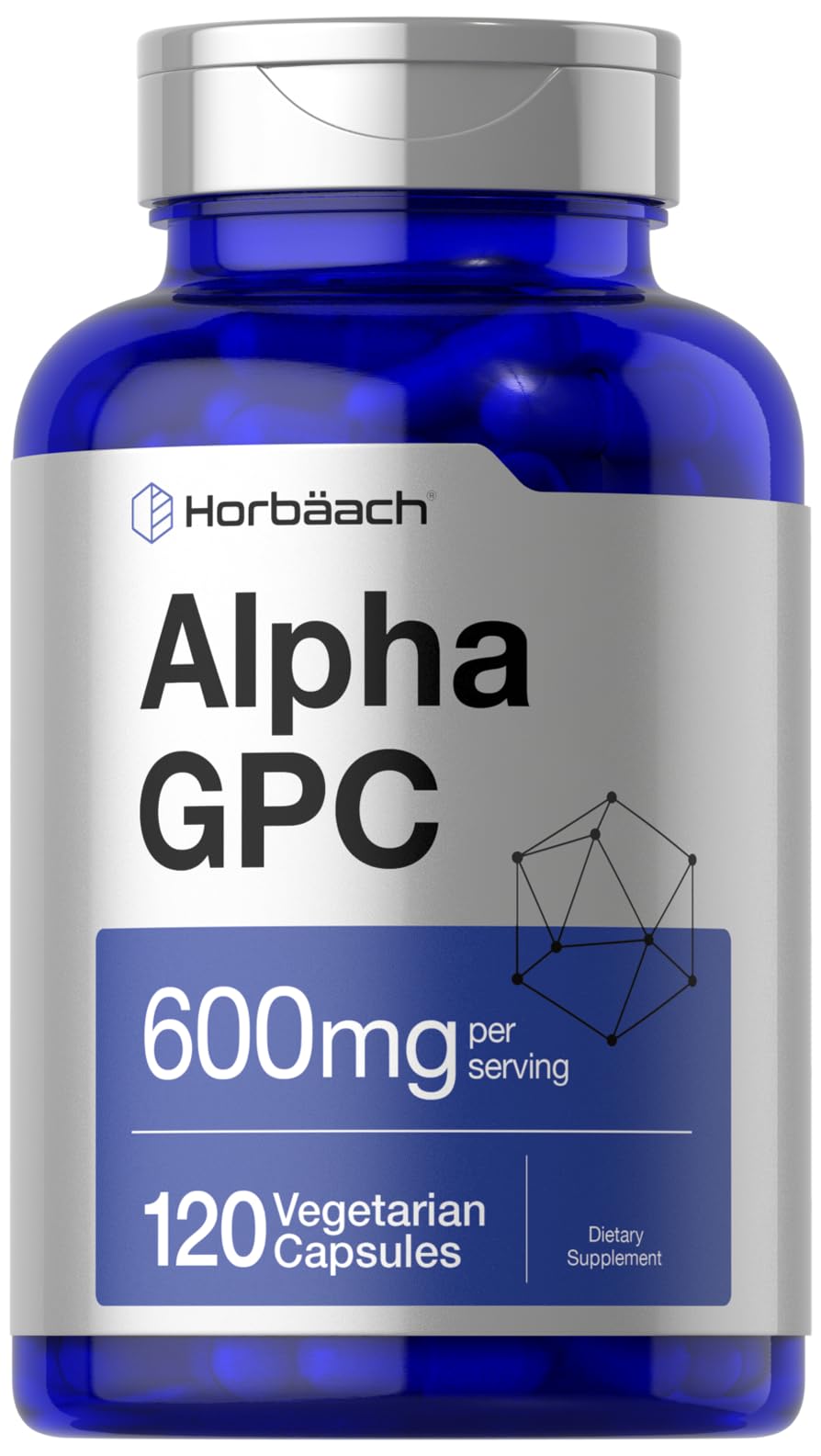 Horbäach Alpha GPC 600mg - 120 vegetarian, non-GMO, gluten-free capsules