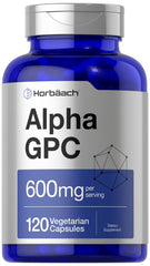 Horbäach Alpha GPC 600mg - 120 vegetarian, non-GMO, gluten-free capsules
