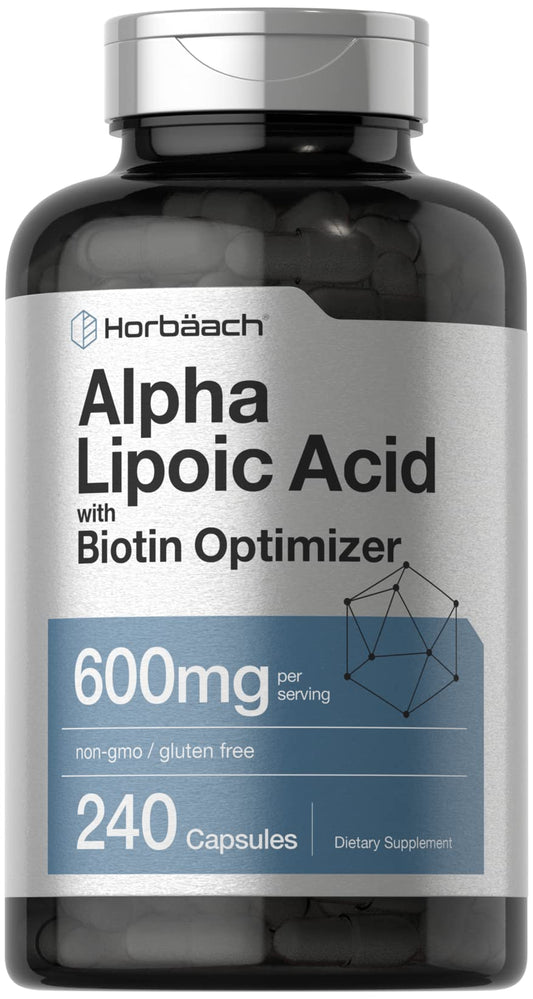 Main product image: Horbaach Alpha Lipoic Acid 600mg 240 capsules bottle